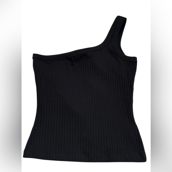 New W/ Tags: Women’s Ninety Percent Black Ribbed One Shoulder Tank: S - Picture 1 of 9